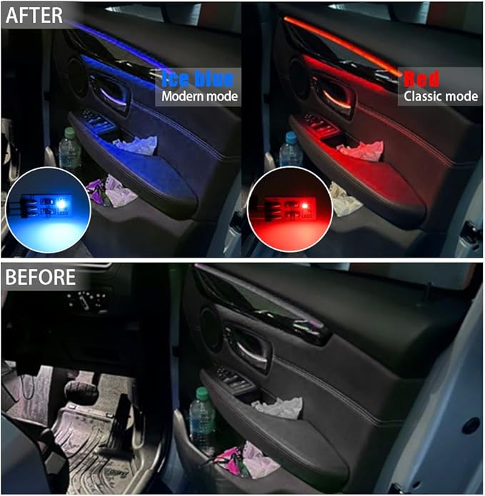 NJSBYL Blue-Red Interior Ambient Lighting LED Circuit Board for 2016-2022 B-MW X1 F48, 2010-2017 5Series F07, 2012-2015 7Series F01 Coupe Sedan SUV Door Handle Trim/Storage/Pocket Atmosphere Light