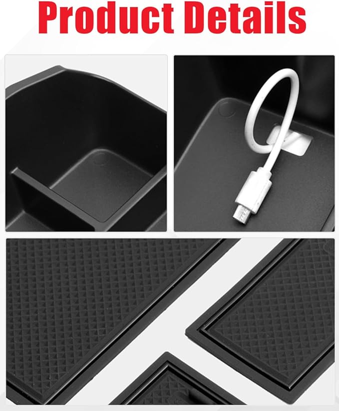 3PCS Center Console Organizer Compatible with 2020-2024 Land Rover Defender 90 110 130 (ONLY for Refrigerator Version) Armrest Storage Box Insert Tray Sets Interior Accessories