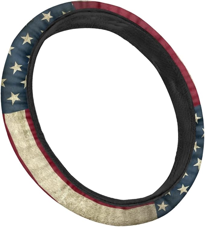 AFPANQZ America Flag Deisgn Car Steering Wheel Covers Non-Slip Universal 14 to 15 inch Fit Almost Cars Steering Wheel Cover Elastic Protection Sweat Absorption Automotive Decor