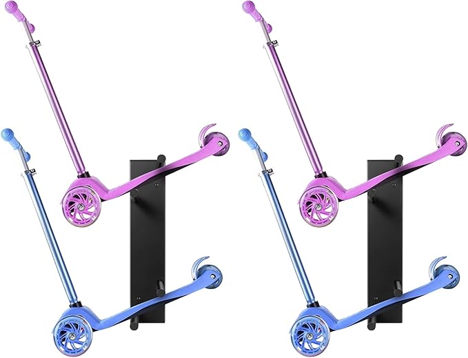 Scooter Wall Mount - Storage Rack for Garage 2pcs Scooter Hanger Holder for Adult/Toddler/Kids/Trick