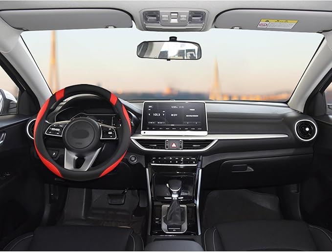 West Llama Customized Auto Car Steering Wheel Cover for Kia Sportage Sorento Spectra Forte 14.5-15 inch (Red+Black-Standard Size)