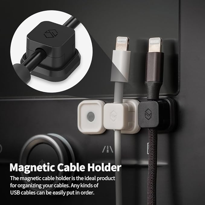 Sinjimoru Magnetic Cable Clips, Multipurpose Cable Management for Car and Office Supplies Self Adhesive Cable Organizer Clip. Magnetic Cable Holder 3pcs White