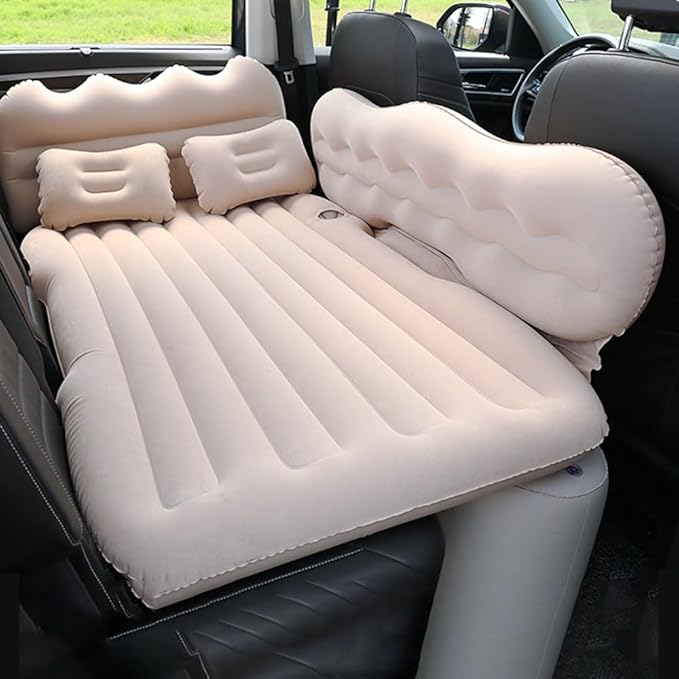 Car Inflatable Air Mattress for Nissan Armada (new Generation) 2025 Inflatable Back Seat Car Bed Double-Sided Portable Camping Travel Sleeping Bed,Beige-Mountain Design