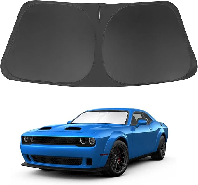 Windshield Sun Shade Compatible with 2015-2023 Dodge Challenger Accessories Coupe,SRT Hellcat,Redeye,GT,RT,TA Coupe,Widebody,SXT,RT Scat Pack Sun Visor Protector