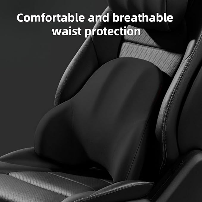 Car Headrest Lumbar Support Cushion for Toyota RAV4 5.Generation RAV4 Hybrid PHEV/RAV4 Prime 2018-2022, Ergonomic Seat Headrest Cushion for Neck Back Pain Relief Memory Foam Breathable Removable Cover