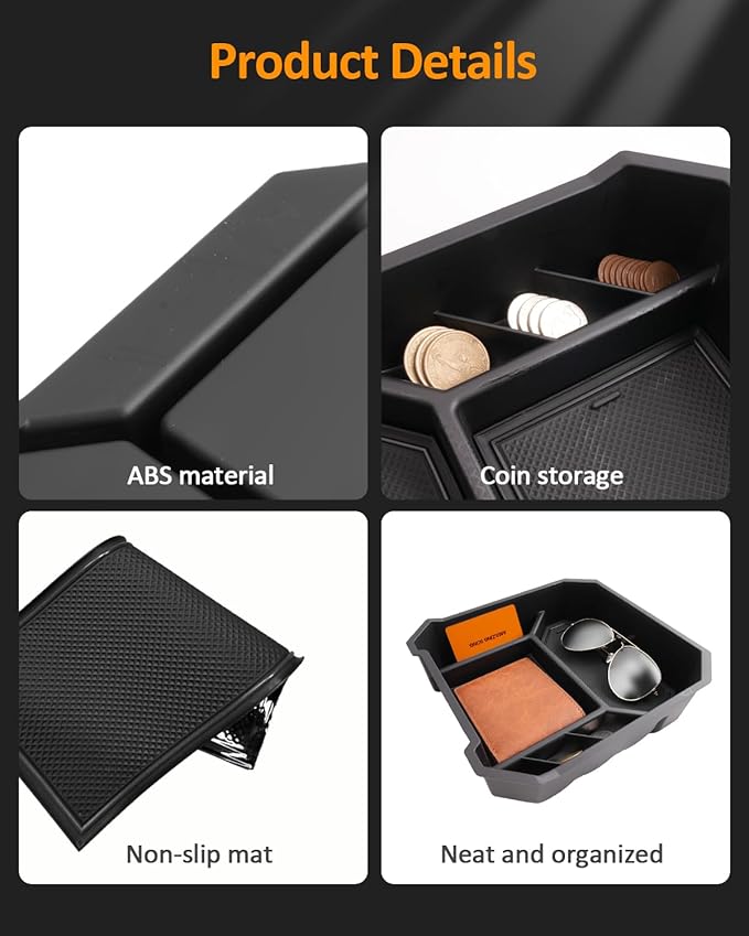 CDEFG for 2024 Tesla Cybertruck Center Console Organizer Tray for Cyber Truck 2024 Accessories Armrest Storage Box Insert Tray for Cybertruck 2024 Arm Rest Middle Organizer
