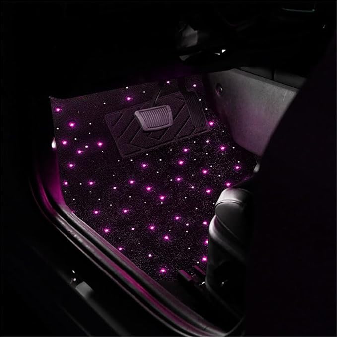 Interior Star Lights for Car, LED Starlights Floor Mats, Carpet Fiber Optic Foot Light Decoration (Set of 2)