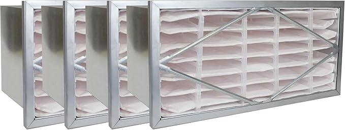 Filterbuy 12x24x12 Air Filter Header (4-Pack), Rigid Cell Filters HVAC (Actual Size: 9.75 x 21.75 x 11.38)