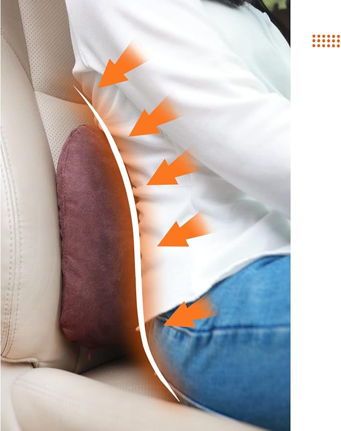 Lumbar Pillow for Chair Pad Latex Soft Lower Back Pain Relief Support for Car Seat Travel Rest Home Office Accessories Thin Brown