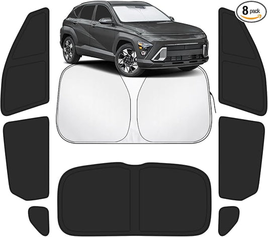 Car Window Shades Intended for Hyundai Kona 2024-2026, Privacy Window Covers 8PCS for Side, Rear & Windshield, Car Shield Sunshade for Privacy Protection, Heat Blocking, Camping and Parking
