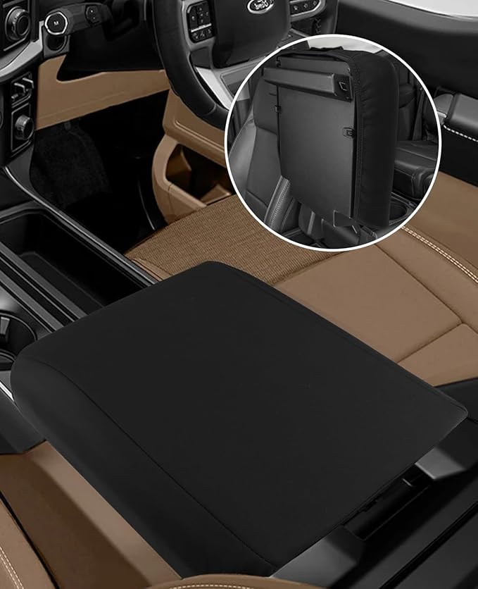 INTGET Center Console Cover for 2025 2026 Ford F150 Accessories Interior 2021 2022 2023 2024 Car Middle Arm Rest Armrest Lid Seat Cover Protector Elbow Cushion Pad (Neoprene, 2021-2026)