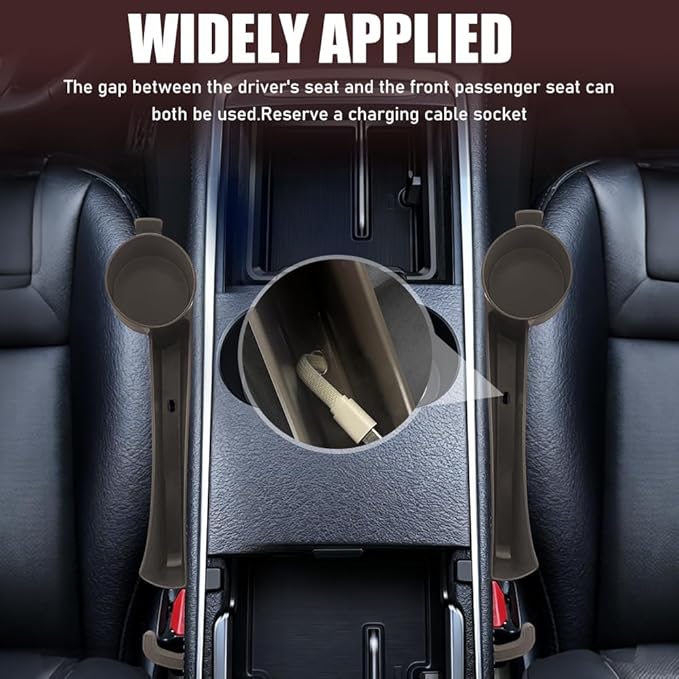 2PCS Car Seat Gap Filler Organizer, Console Side Organizer, Seats Gap Organizer with Phone Holder, Multifunctional Car Seat Filler Gap Space Prevents Things Dropping for Most Vehicles (Brown)