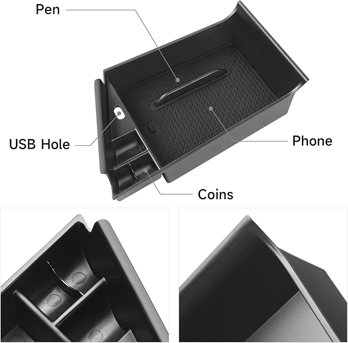 YOJOJOCO Center Console Organizer Compatible with Hyundai 2021-2025 2026 Elantra Accessories (NOT Fit Manual Hand Break Models) Black ABS Plastic Material Armrest Secondary Storage Box