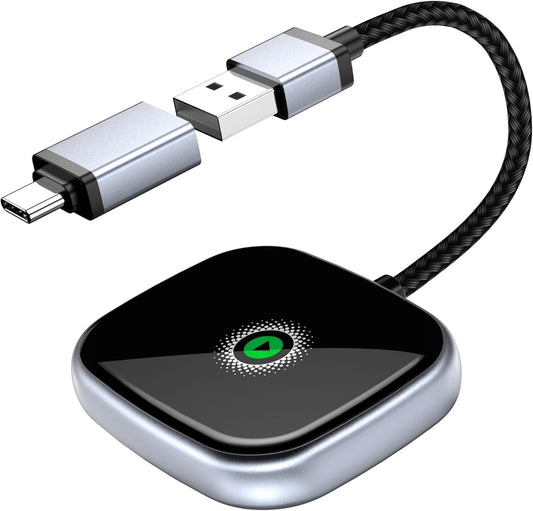 Wireless CarPlay Adapter, Wireless Car Screen Adapter for iPhone-Easily Upgrade Wired CarPlay to Unwired Connectivity, Includes USB-A to USB-C Dongle, Plug & Play for iPhone (iOS 10 and Above)