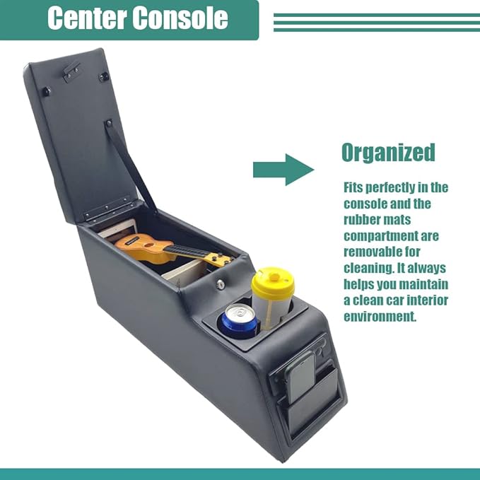 MOOSUN 31515 Denim Black Deluxe Locking Center Console for Jeep CJ-5 1976-1983, CJ-7 1976-1986, Wrangler YJ 1987-1995