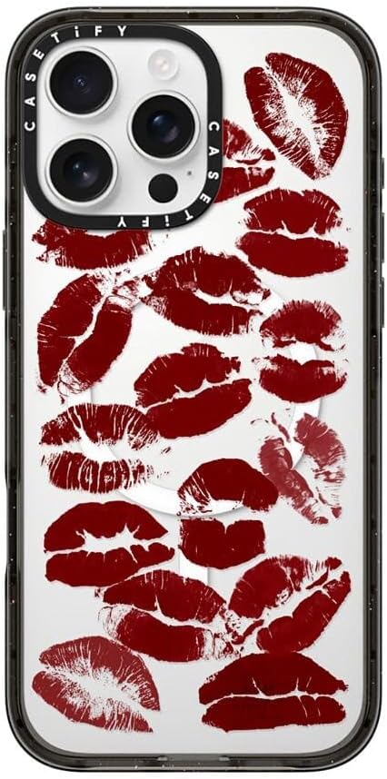 CASETiFY Impact iPhone 16 Pro Max Case [Slim/Compatible with Magsafe / 8.2 ft. 4X Military Grade Drop Protection] - Hot Lips - Clear Black