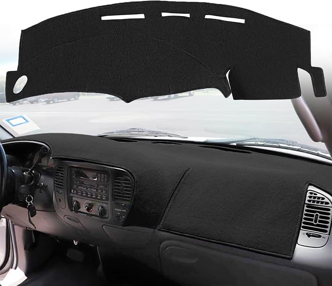Yiz Dash Cover Mat Custom Fit for Ford F150 F250 Expedition F150 Heritage 1997 1998 1999 2000 2001 2002 2003 w/o Climate Sensor w/o Light Sensor, Dashboard Cap Pad Carpet Protector (97-03 Black) J61
