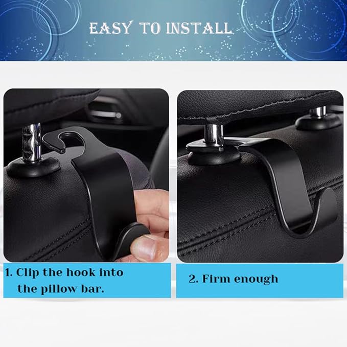 Car Seat Headrest Hook 4 Pack Hanger,Car Hook for Purse and Bag,Universal Vehicle Storage Organizer(Light Blue,4Pack)