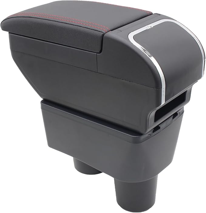 YJYWZH Armrest Box for Nissan Almera Versa 2012-2019 Car Center Storage Box Organizer Interior Hand Centre Consoles with Cup Holder Arm Rest Double-Layer Accessories Black