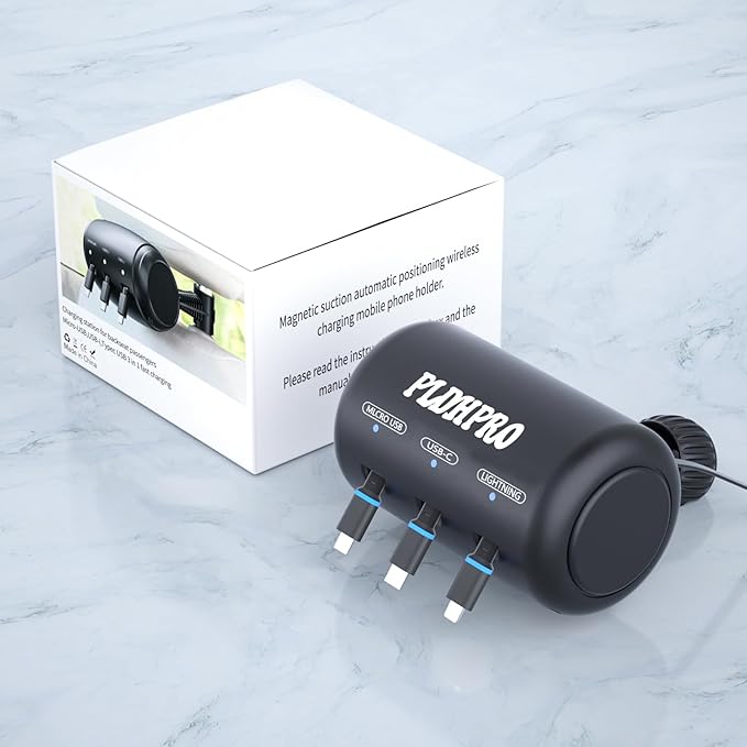 Uber Accessories for Car 3 in 1 Backseat Car Charging Station Box, with QC 3.0 Adapter 36W Retractable Multi Devices Car Charger Fast Charge for All Phones | iPhone15/14 | Samsung|Uber Taxi Lyft Turo