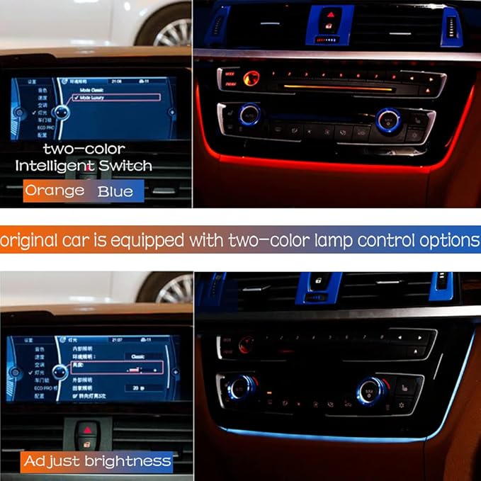Car Inner Air Condition A/C Panel LED Lighting Ambient Light Trim Accessories For BMW 3 4 Series 3GT F30 F36 M3 M4 Center Control Two-color Atmosphere Lamp Panel Replacement Cover (Sport Red)