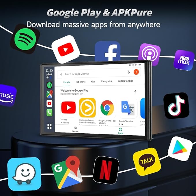CarlinKit CarPlay Ai Box Magic Box Android 13.0 System Wireless CarPlay Adapter Android Auto Support Netflix YouTube Google GPS+Glonass 4GNetwork.for iPhone & Android Phone,Wired to Wireless,8GB+128GB