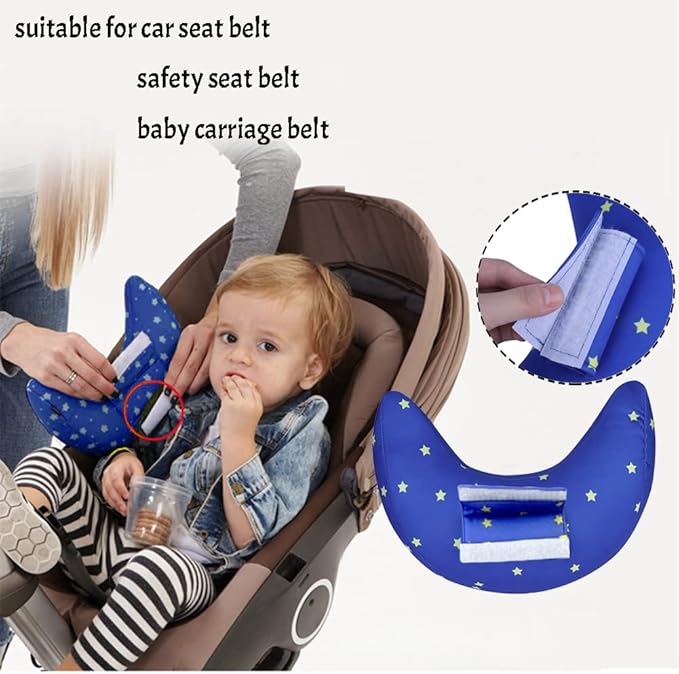 Kids Seat Belt Pillow Soft Car Seat Neck Support Pillow Pad Safety Belt Strap Cover Headrest Travel Cushion for Auto Airplane Pushchair