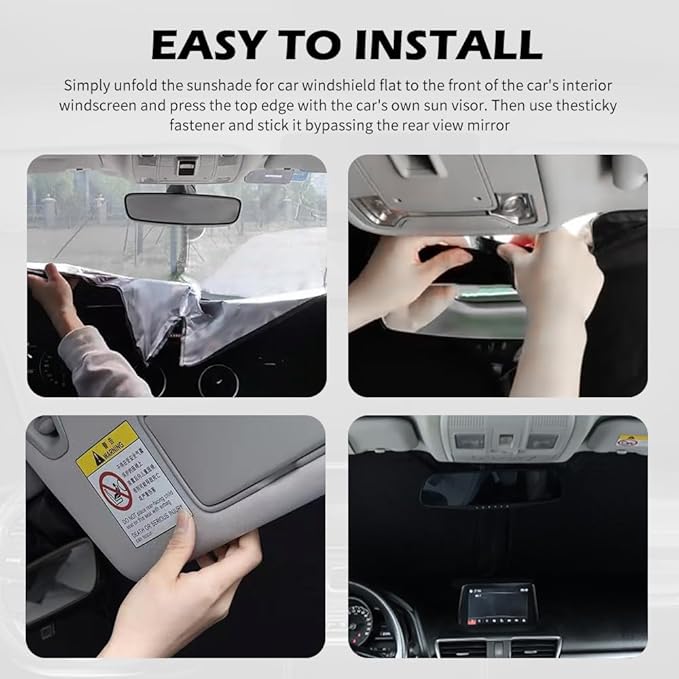 57.09 * 31.5" Windshield Sun Shade Foldable,Upgraded 210T Radium Titanium Silver Car Windshield Cover with Storage Pouch for Automotive Interior Protection,Universal Car Sun Shade (57.09 * 31.5 inch)