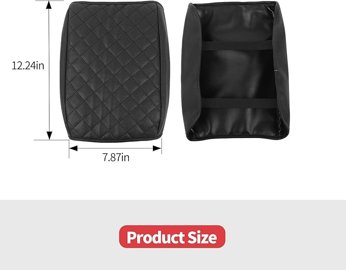 Jimen for JL Armrest Cover, Leather Auto Center Console Cover Arm Rest Cushion Pad Compatible with Jeep Wrangler JL JLU & Jeep Gladiator JT 2018-2024 (Black)