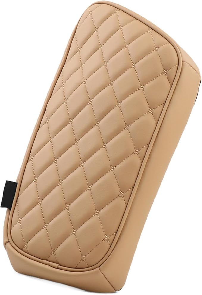 Car Armrest Cushion Cover Compatible with Kia EV6 2022-2026 Accessories, Leather Center Console Armrest Pad(Brown)