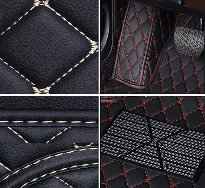 Car Floor Mats for 99% Cars, Trucks and SUVs Full Coverage Pads Protection Non-Slip Leather Floor Liners (Wine Red)
