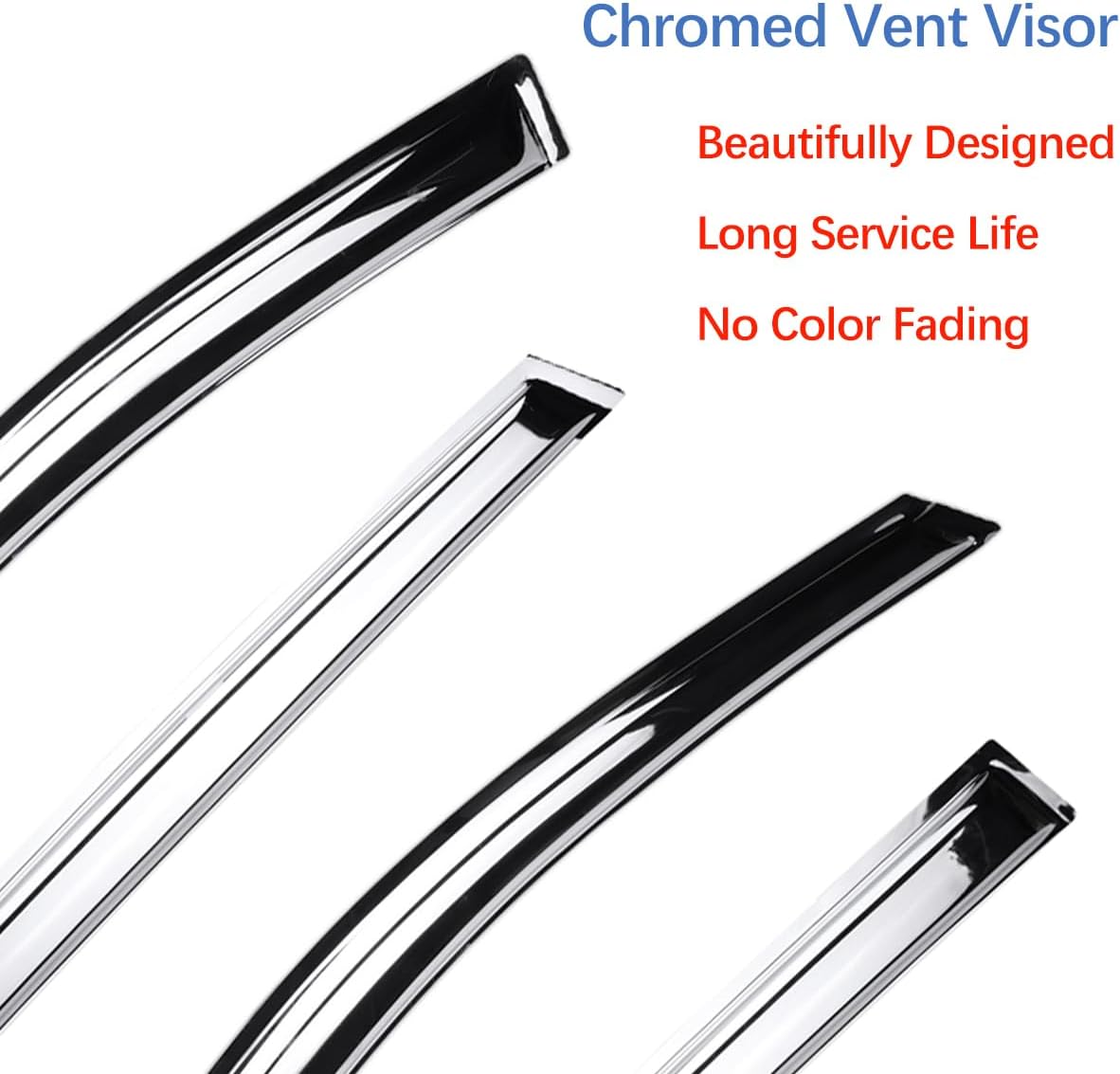 Chrome Side Window Visors Vent Deflector for 2013-2019 Ford Escape,4pcs Outside Tape-On Sun Rain Guards Set 94383Y