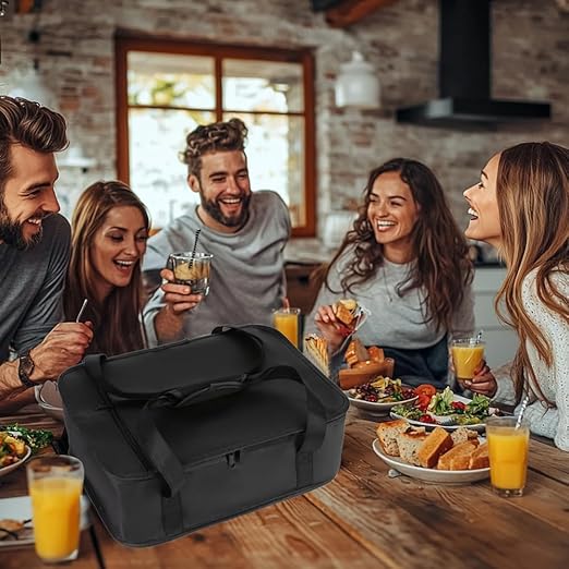 Bodaon Insulated Casserole Carrier Bag, Fits 9x13 and 11x15 Inch Baking Dish with Lid, Casserole Carriers for Hot or Cold Food for Transport, Thermal Lasagna Potluck Warmer Travel Tote, Black
