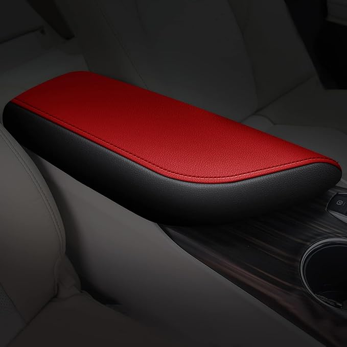 AOMSAZTO Console Covers for 2018-2023 Toyota Camry Black with Red Leather