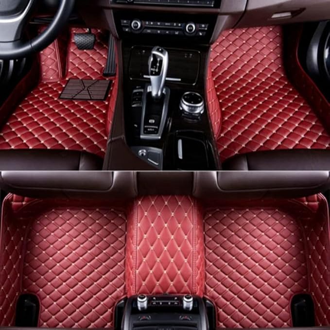 Car Floor Mats Automotive Floor Mats Vehicle Specific All Weather Protection Custom Compatible with Most of 98% Cars SUVs (Wine red)