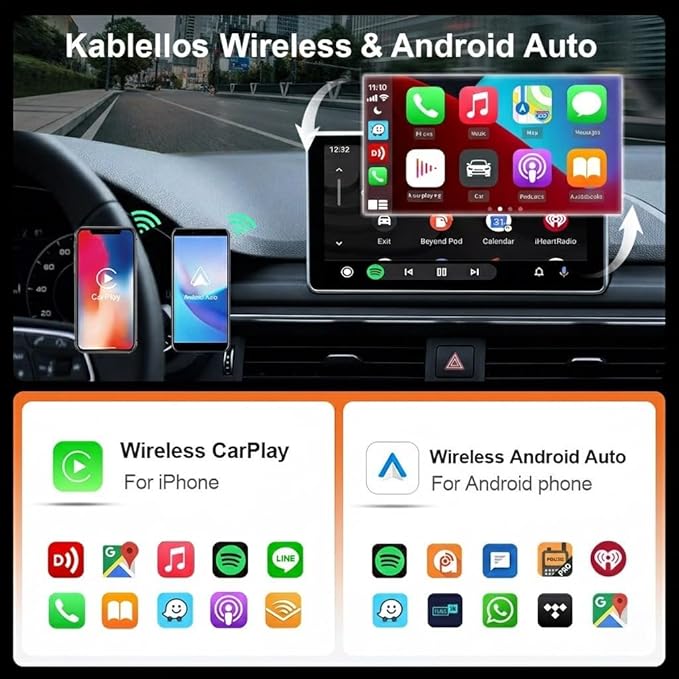 2026 2-in-1 Wireless CarPlay & Android Auto Adapter, Mini USB Dongle, Bluetooth 5.2, 5GHz WiFi, OTA Update, for Factory Wired CarPlay Vehicles