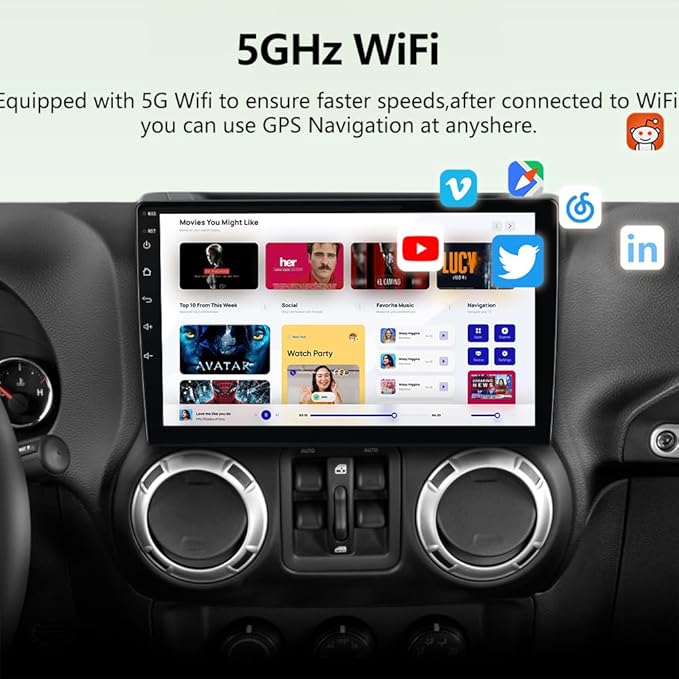 AWESAFE Car Radio Stereo Upgrade for Jeep Wrangler JK 2007-2018 Dodge Ram 1500 2500, 4Core 64GB with CarPlay Android Auto