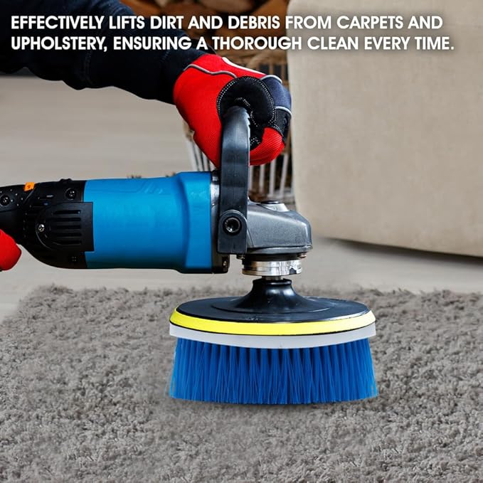 Nanoskin 5" Carpet & Upholstery Rotary Brush with 1.5-Inch Bristle - Premium Nylon Bristles, Perfect for Auto Detailing | Compatible with Most Buffers and Polishers | Enhanced Deep Cleaning Tool