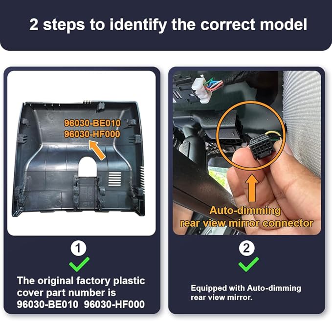 Fitcamx 4K Dash Cam Suitable for Hyundai Kona 2023 2024 2025 & Kona Electric (Part No#BE010) with Auto-Dimming, OEM Look, 2160P UHD Video, WiFi & APP, Loop Recording, G-Sensor, Plug & Play, 64GB Card