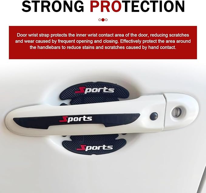 8 PCS Car Door Handle Protectors, Sporty Door Cup Scratch Protectors, Self-Adhesive Door Paint Protective Film, Universal for Most Cars