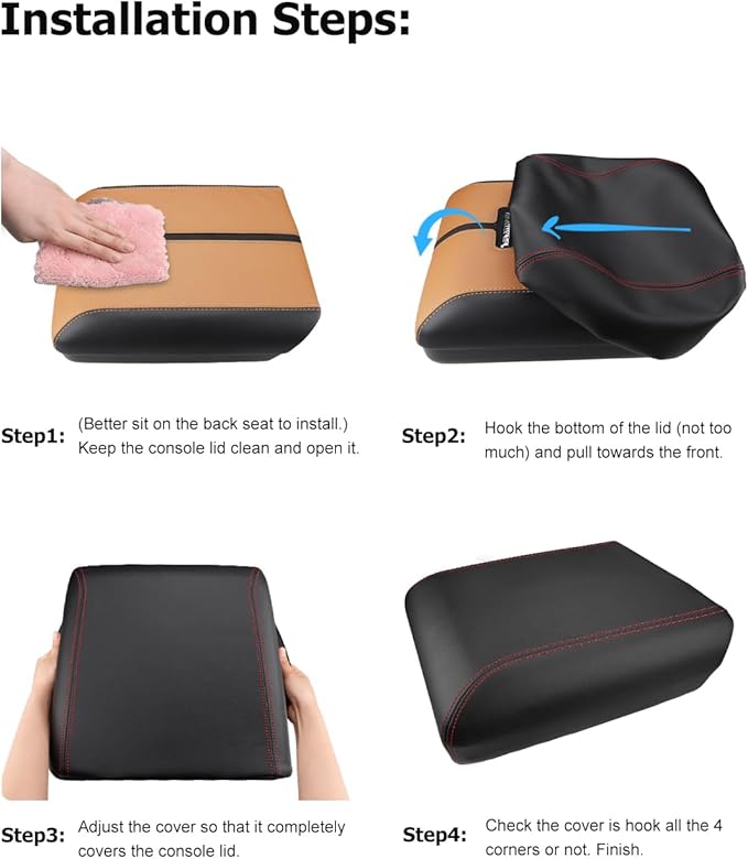 INTGET Center Console Cover for 2025 2026 Ford F150 Accessories Interior 2021 2022 2023 2024 Car Middle Arm Rest Armrest Lid Seat Cover Protector Elbow Cushion Pad (red Stitches, 2021-2026)
