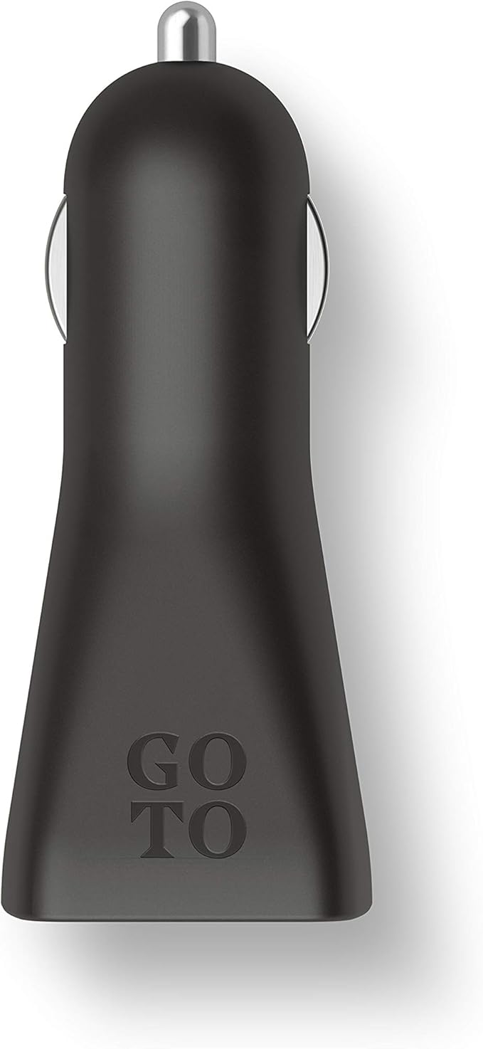 GoTo Dual USB Car Charger, Dual Port Fast USB A for iPhone 13 12 11 Pro max XR Xs SE iPad, Galaxy S21 S20 S10 Plus Ultra Note 20, Pixel 6 5 4, USB-A & USBA Devices, Black