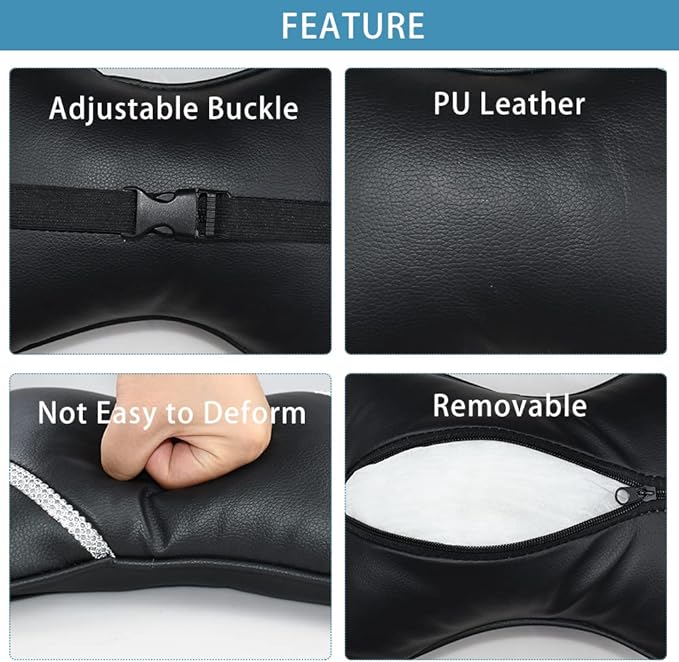 Car Neck Pillows Diamond Seat Auto Headrest Cushion Head Rest Neck 2 Pack Headrest Fit for Most Cars Universal Car Pillow Support Relax Crystal Rhinestone Pu Leather Bling Interior(Black)