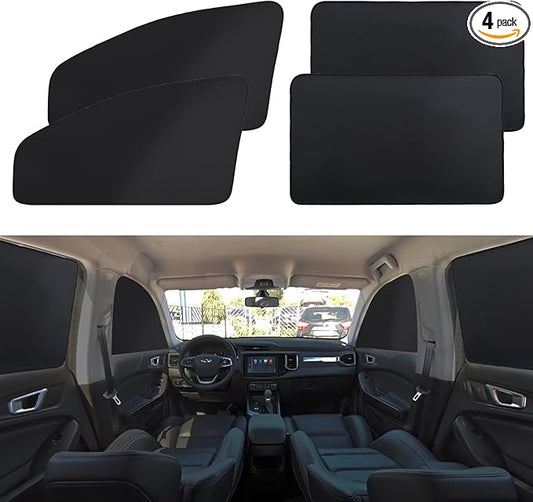 XCBYT Car Window Shades - 4 Pcs Car Privacy Curtains - 100% Block Light Car Window Covers - Magnetic Side Window Sun Shade Keeps Cooler for Breastfeeding, Taking a nap, Changing Clothes, Camping