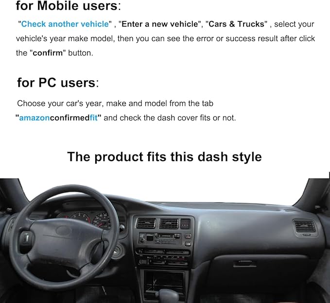Dash Cover Mat Custom Fit for Toyota Corolla Dashboard Pad Cap Carpet Protector K264 (Black)