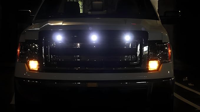iJDMTOY 3pc Set Custom Retrofit Xenon White Front Grille Mesh Mount LED Lighting Kit Compatible With Trucks SUVs