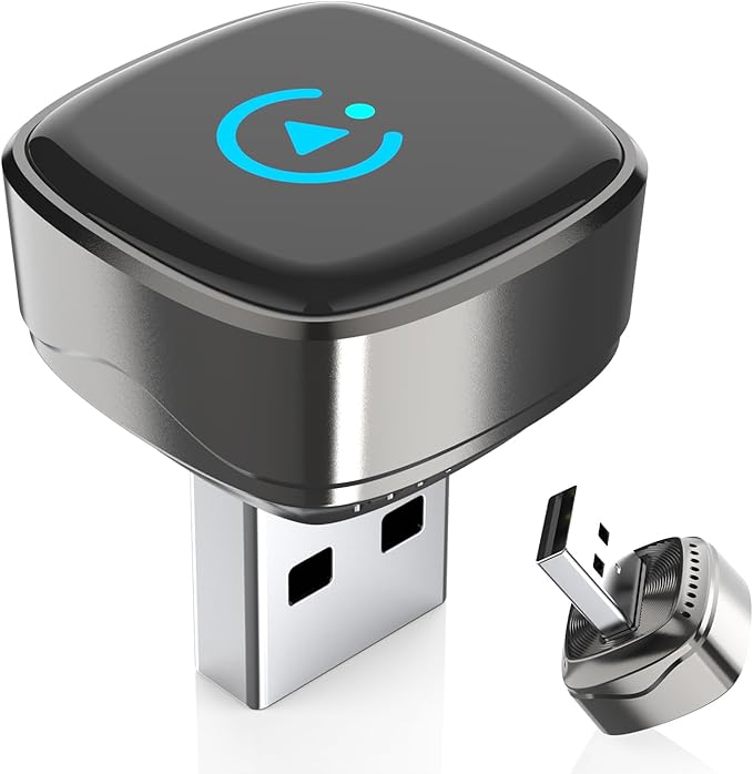 2-in-1 Wireless CarPlay & Android Auto Adapter, Plug & Play CarPlay Dongle Converts Wired to Wireless, Fast Auto-Connect, No Delay, Compact Design for iPhone & Android with USB/USB-C Port（Silver gray）