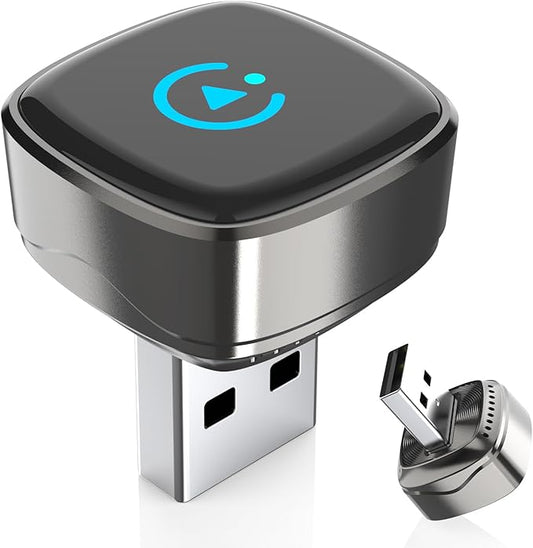 2-in-1 Wireless CarPlay & Android Auto Adapter, Plug & Play CarPlay Dongle Converts Wired to Wireless, Fast Auto-Connect, No Delay, Compact Design for iPhone & Android with USB/USB-C Port（Silver gray）