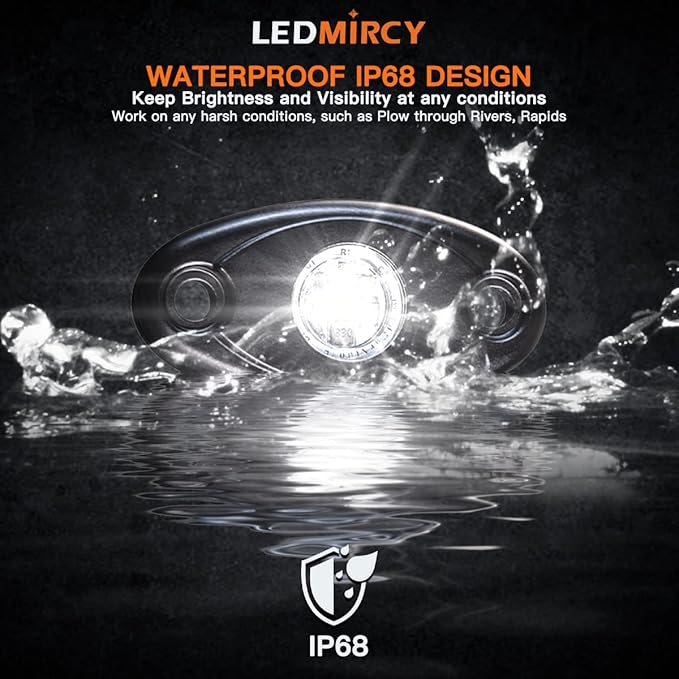 LEDMIRCY LED Rock Lights White 8PCS for Off Road Trucks RZR Boat Car Auto ATV UTV SUV Underglow Trail TRAI Rig Lights Underbody Neon Light High Power Waterproof Shockproof(8PCS-White)