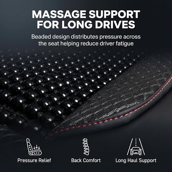 Semi Truck Beaded Seat Covers, Cooling Car Seat Cushion for Back Support, Anti-Sweat Seat Covers for Trucks, Universal Fit for Volvo, Kenworth, Freightliner, Improved Comfort & Durability